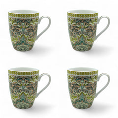 Lemon Tree Peach Ceramic Mug Set – 4-Piece 360 ML Fine Porcelain Tea & Coffee Mugs with Elegant Prints