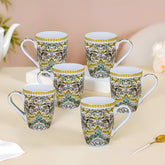 Lemon Tree Peach Ceramic Mug Set – 6-Piece Elegant Fine Porcelain Tea & Coffee Cups