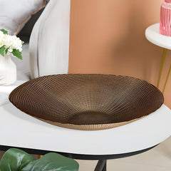 Lemon Tree Brown Glass Deep Oval Platter | Elegant Textured Serving Bowl for Dining & Décor