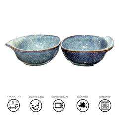 Lemon Tree Modern Green Ceramic Serving Bowls (400ml, Set of 2) | Elegant Stoneware for Snacks, Soup & Salads