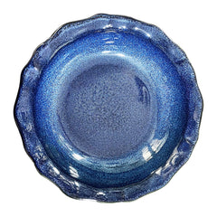 Lemon Tree Blue Wave-Shaped Stoneware Bowl (1000ml) | Stylish & Durable Serving Bowl for Snacks & Starters