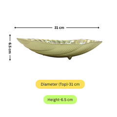 Lemon Tree Golden Pearl Finish Oval Boat-Shaped Deep Glass Platter | Elegant Serving Dish for Snacks & Desserts