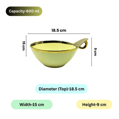 Elegant Cream Ceramic Deep Serving Bowl – 18cm Round Dish with Gold Rim & Hook Handle