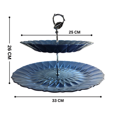 Lemon Tree Elegant 2-Tier Glass Serving Stand | Stylish Dessert & Snack Display Platter