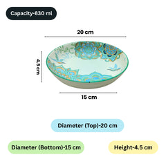 Lemon Tree Blue Ceramic Matte Finish Round Deep Dish Platter – Stylish Serveware for Pasta, Salad & More
