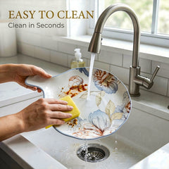 LEMON TREE Premium Ceramic Round Deep Dish Bowl with Single Handle - Vibrant Floral Prints