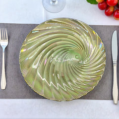 Lemon Tree Golden Pearl Glass Platter | 27cm Round Flat Serving Plate with Glossy Pearl Finish – Elegant Dining & Gifting