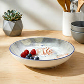 LEMON TREE Single Premium Ceramic 18cm Deep Round Lemon Tree Plate - Vibrant Floral Print, Luxe Matt Glaze