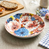 LEMON TREE Single Ceramic 20cm Deep Round Serving Plate - Vibrant Floral Prints