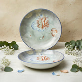 LEMON TREE 2pc Premium Ceramic 18cm Deep Round Lemon Tree Plate - Vibrant Floral Print, Luxe Matt Glaze