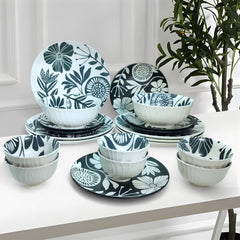 HF0602 – 20-Piece Ceramic Stoneware Dinner Set for 6 Pax | Exclusive Contemporary Design Dark Green Microwave & Dishwasher Safe Lead-Free with Gift Box Packaging