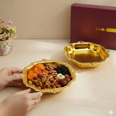 LEMON TREE 2pc German Silver Plated Metal 6" (200ml) Round Bowl Set - Gold & Silver Matt Finish | Perfect for Gifts