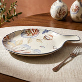 LEMON TREE Premium Ceramic Round Deep Dish Bowl with Single Handle - Vibrant Floral Prints