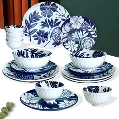HF0601 – 20-Piece Ceramic Stoneware Dinner Set for 6 Pax | Exclusive Contemporary Design in Blue Microwave & Dishwasher Safe | Lead-Free with Gift Box Packaging