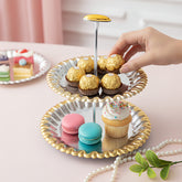 LEMON TREE 2Tier German Round Metal Serving Platter Set - Gold & Silver Glossy Finish | Rust-Proof for Festive Gift Box