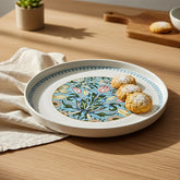 Turquoise Floral Fine Porcelain Dinner Plate - 10.5 Inch