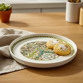 Deep Blue with Orange & Yellow Floral Dinner Plate - Blue Trim