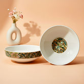 Artistic Floral Porcelain Bowls for Snacks - Set of Two