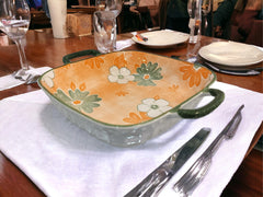 Lemon Tree Orange Ceramic Deep Square Serving Plate – Stylish & Durable Snack Dish | Microwave & Dishwasher Safe