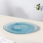 HK1101 - Lemon Tree 10.5" Blue Handmade Glass Dinner Plate | Alabaster Finish Tableware
