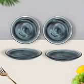 HK 1106-4 LEMON TREE Handmade Glass Plates - 6" Black Snack Plate Set (4 pcs) with Alabaster Finish