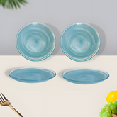 HK 1105-4 LEMON TREE Handmade Glass Plates - 6" Blue Snack Plate Set (4 pcs) with Alabaster FinishHK 1105-4 LEMON TREE Handmade Glass Plates - 6" Blue Snack Plate Set (4 pcs) with Alabaster Finish