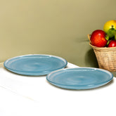 HK1105-2 - Lemon Tree 6" Blue Handmade Glass Snack Plate Set (2 PC) | 16x16x2 cm | Alabaster Glossy Finish