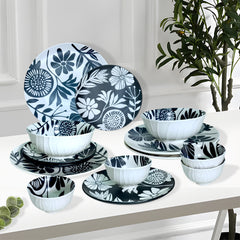 HF0604- 14-Piece Ceramic Stoneware Dinner Set for 4 Pax Elegant Dark Green Contemporary Design Lead-Free Microwave & Dishwasher Safe Premium Gift Box Packaging