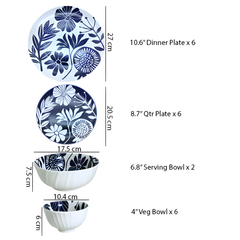 HF0601 – 20-Piece Ceramic Stoneware Dinner Set for 6 Pax | Exclusive Contemporary Design in Blue Microwave & Dishwasher Safe | Lead-Free with Gift Box Packaging