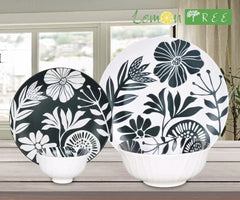 HF0604- 14-Piece Ceramic Stoneware Dinner Set for 4 Pax  Elegant Dark Green Contemporary Design Lead-Free Microwave & Dishwasher Safe Premium Gift Box Packaging