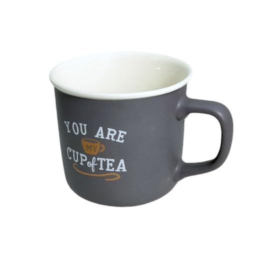 Lemon Tree 4-Piece Matte Porcelain Mug Set – Multicolor Tea  Mugs with Fun & Quirky Text Prints (Brown, Beige, Mustard, Grey)