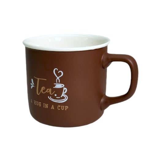 Lemon Tree 4-Piece Matte Porcelain Mug Set – Multicolor Tea  Mugs with Fun & Quirky Text Prints (Brown, Beige, Mustard, Grey)