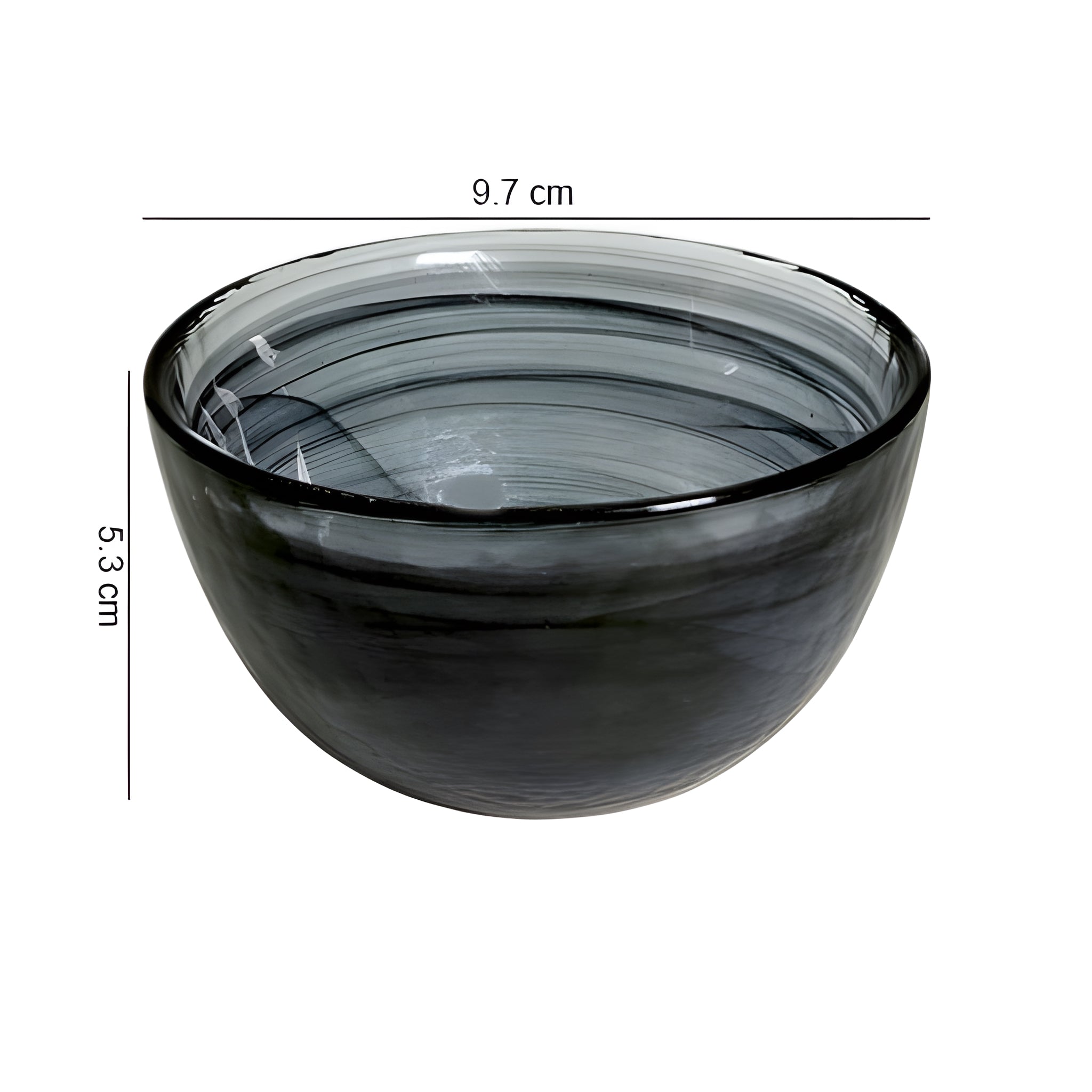 HK 1108-4 LEMON TREE Handmade Glass Bowls - 4" Black Snack Bowl /Dinner Bowl Set (4 pcs) with Alabaster Finish