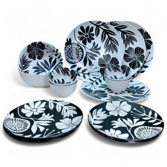 HF0604- 14-Piece Ceramic Stoneware Dinner Set for 4 Pax  Elegant Dark Green Contemporary Design Lead-Free Microwave & Dishwasher Safe Premium Gift Box Packaging