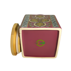 Lemon Tree Pink Ceramic Jar – 1000ml | Airtight Wooden Lid Storage Container | Perfect for Tea, Coffee, Sugar & Dry Snacks