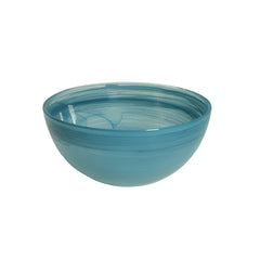 HK1115 - LEMON TREE 6" ROUND BLUE GLASS SNACK  / SERVING BOWL WITH HANDMADE ALABASTER FINISH