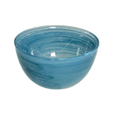 HK 1107-2 LEMON TREE Handmade Glass Bowls - 4" Blue Snack Bowl/Dinner Bowl Set (2 pcs) with Alabaster Finish