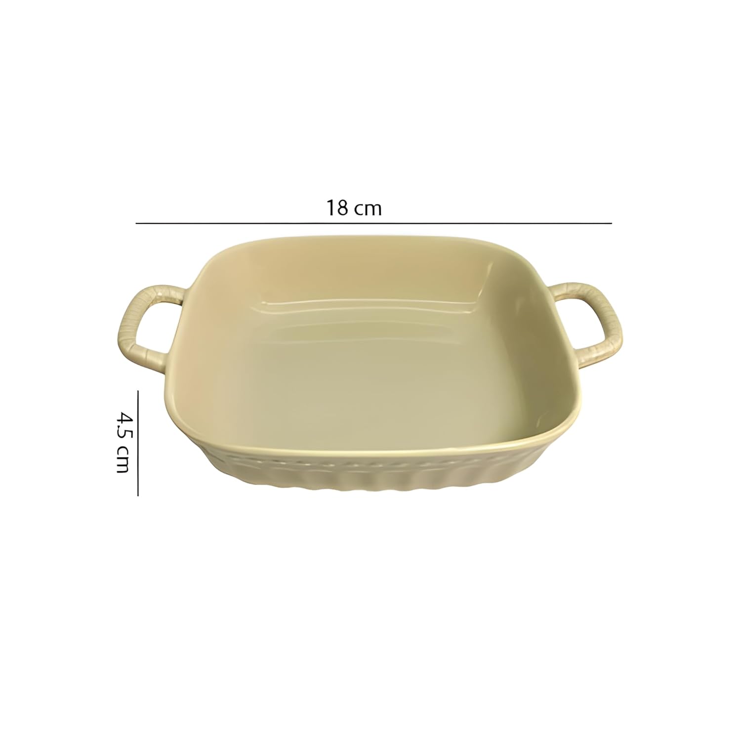 Lemon Tree Beige Square Ceramic Deep Dish Platter with Handles – Elegant Serveware for Snacks & Meals