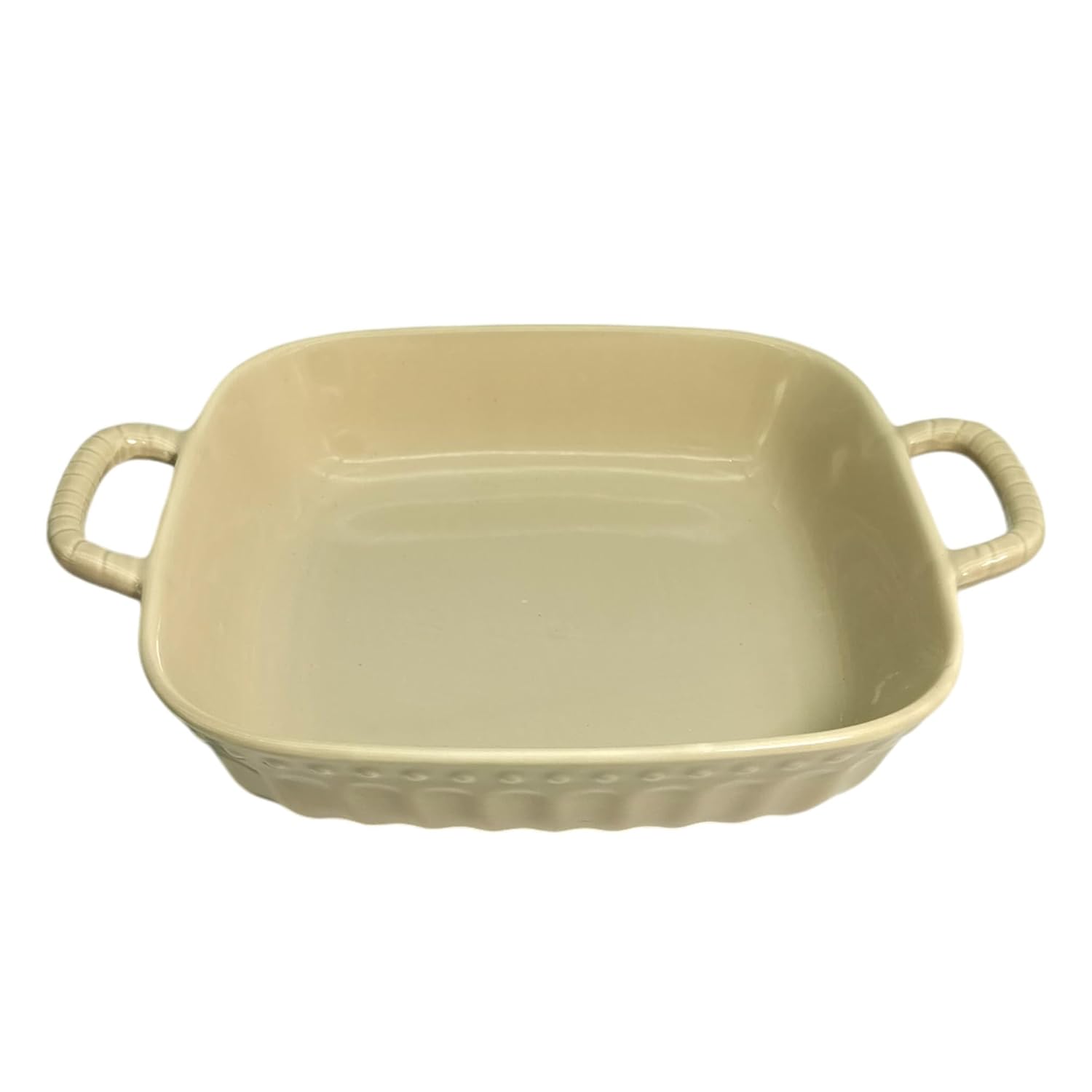 Lemon Tree Beige Square Ceramic Deep Dish Platter with Handles – Elegant Serveware for Snacks & Meals