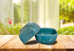 Lemon Tree Turquoise Stoneware Bowls (Set of 4, 350ml) | Premium Microwave & Dishwasher Safe Serving Bowls | Durable & Elegant Dinnerware