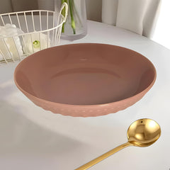 Lemon Tree Pink 8-Inch Deep Round Ceramic Plate – Elegant Serveware for Pasta, Salads & Snacks