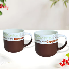 Lemon Tree Dark Brown 2-Piece Porcelain Coffee Mug Set – Elegant Matte Glaze Ceramic Mugs