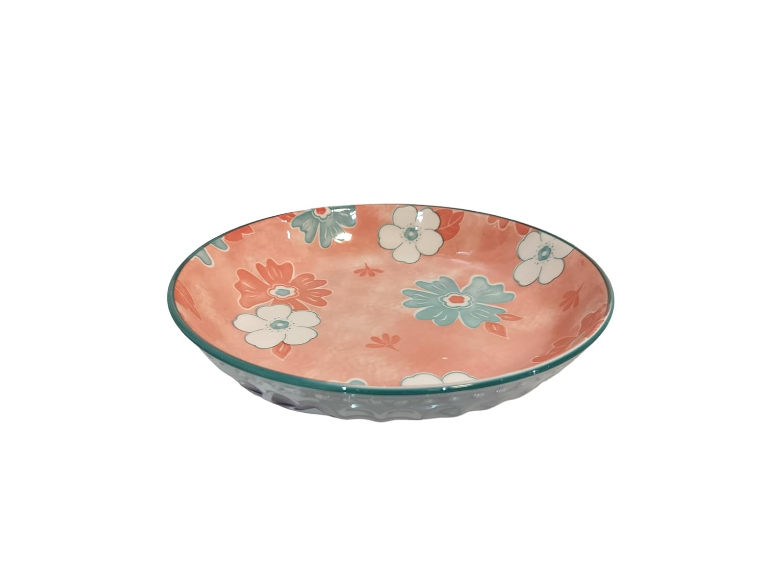 Lemon Tree Pink Ceramic Deep Pasta Plate – 20cm Floral Print Dish for Pasta, Salads & Soups | Stylish & Dishwasher Safe