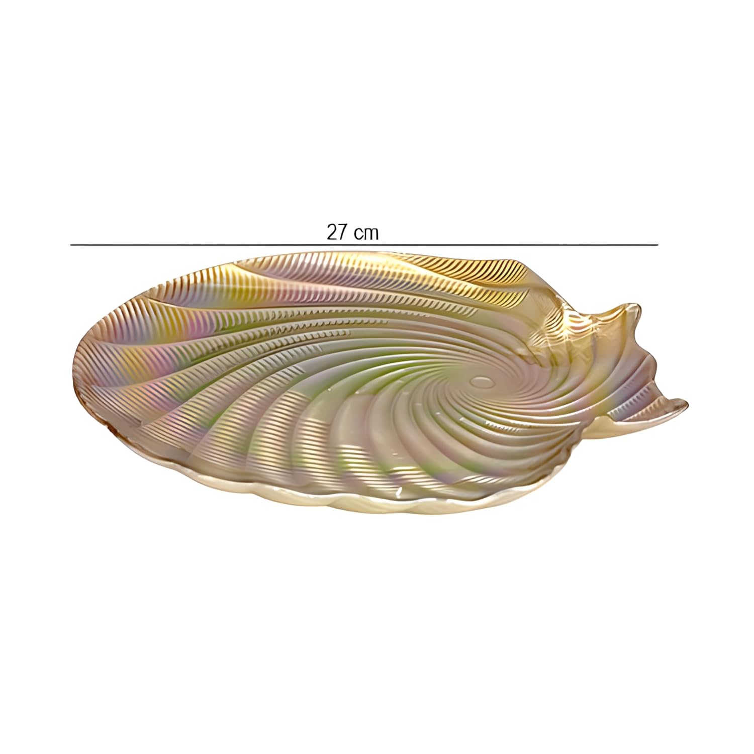 Lemon Tree 26cm Golden Pearl Finish Glass Platter | Glossy Flat Serving Plate for Dining & Gifting