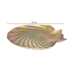 Lemon Tree 26cm Golden Pearl Finish Glass Platter | Glossy Flat Serving Plate for Dining & Gifting