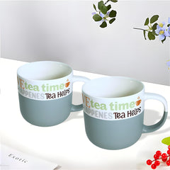 Lemon Tree Light Blue 2-Piece Tea Mug Set – Premium Porcelain with Matte Finish