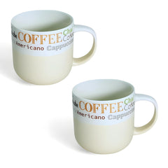 Lemon Tree Beige 2-Piece Ceramic Coffee Mug Set – Elegant Matte Glaze Porcelain with Unique Prints