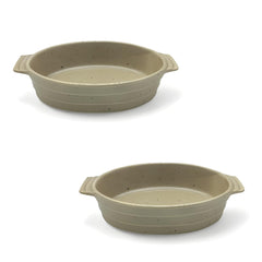 Lemon Tree Ceramic 2-Piece Oval Snack Serving Set with Bamboo Base – Stylish & Versatile