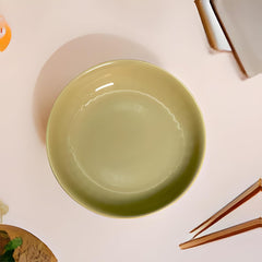 Lemon Tree Beige 7-Inch Deep Dish Set – Elegant 2-Piece Ceramic Plate Set for Pasta, Salads & Snacks