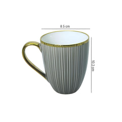Lemon Tree Luxury Gray Porcelain Tea & Coffee Mug Set – 2-Piece ceramic mug set With Golden rimRim & Handle Gift Set